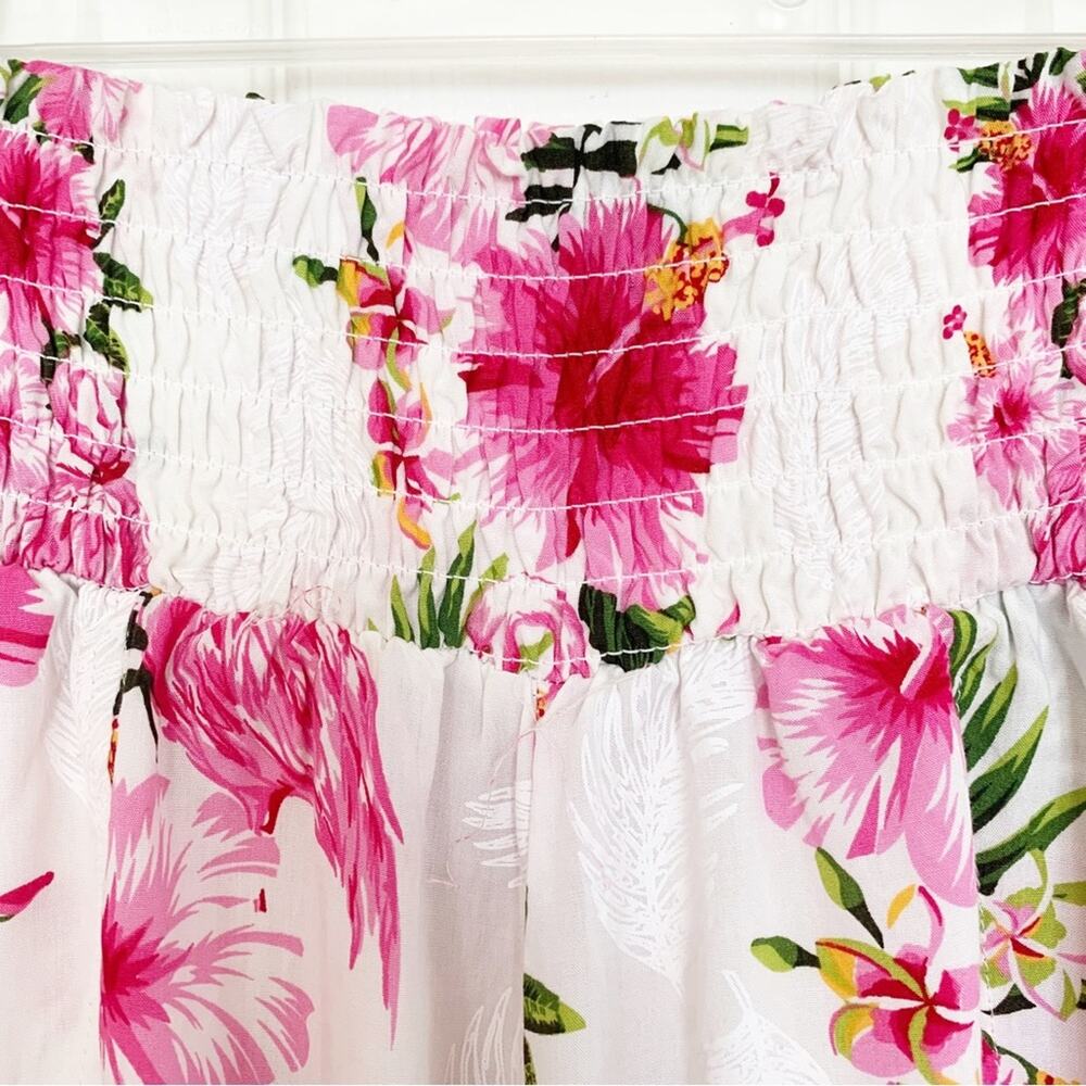 Hawaii Hangover Lady High Slit Hibiscus Pink Floral Wide Leg Pants L/XL - Picture 5 of 10